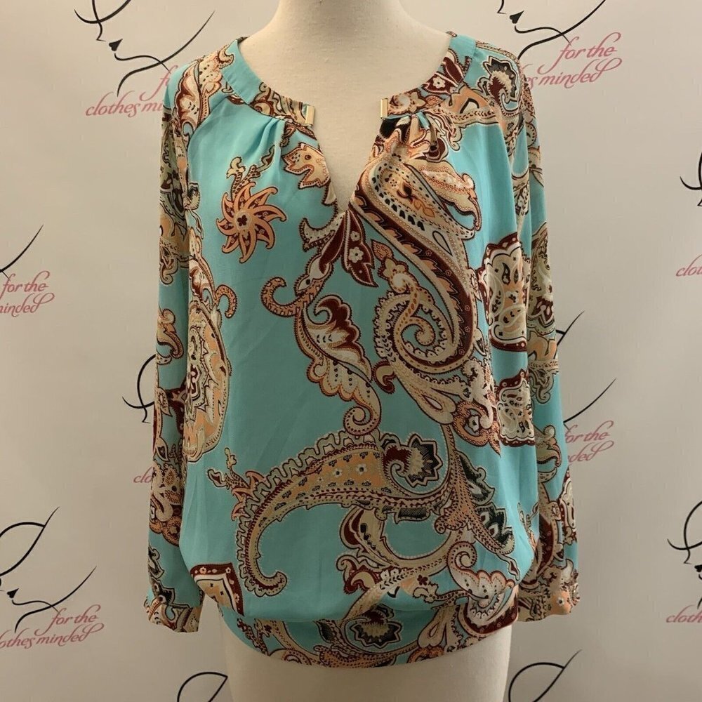 7th Avenue. Size M. Paisley Pullover. Raglan Sleeve. Blouson Blouse. B39
